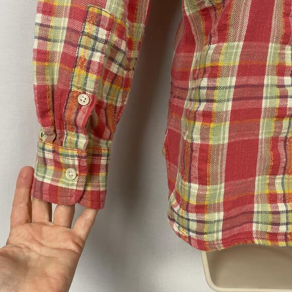 Ralph Lauren Flannel Top Women XS Pink Plaid Coastal Cowgirl Cabincore Button Up - Picture 4 of 11